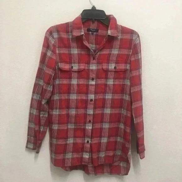 Madewell lightweight red plaid button down - Picture 1 of 4
